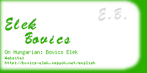 elek bovics business card